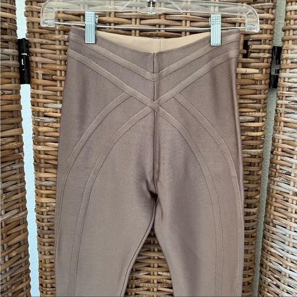 Herve Leger Fioella Bandage Legging Pants in Gravel Neutral Beige Size XS - Picture 4 of 12